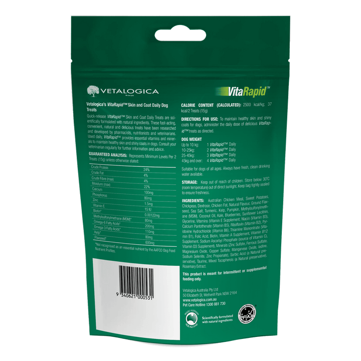 Bundle Pack of 4 x VitaRapid® Skin & Coat Daily Treats For Dogs - 210g